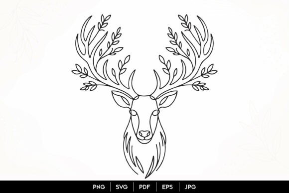 Download Floral Deer Head Line Art SVG - Premium Resources