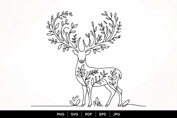 Download Floral Deer Line Art SVG - Premium Resources