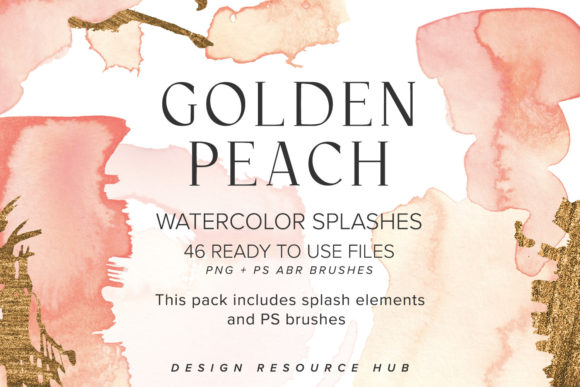 Download Golden Peach Watercolor Splash Pack - Premium Resources