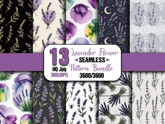 Download Lavender Flower Seamless Pattern Pack - Premium Resources