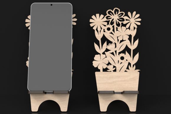 Download Laser Cut Flower Cell Phone Stand Svg - Laser cut Collection