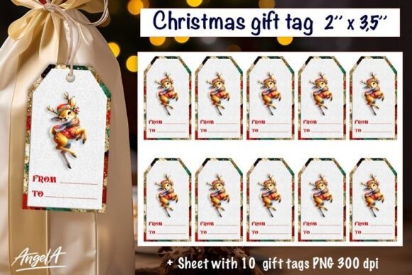 Download Christmas Gift Tag, Cute Deer PNG - Cute deer png Collection