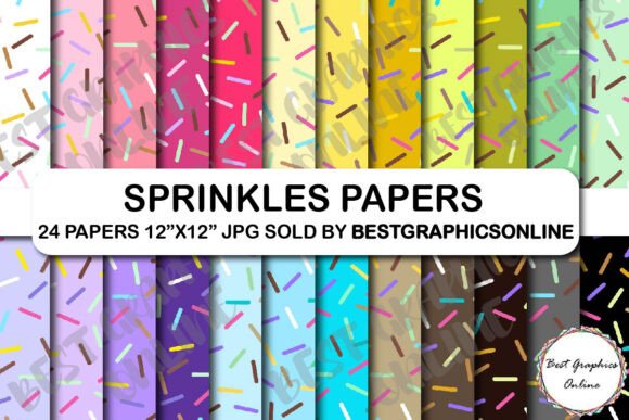 Download 24 Donut Sprinkles Digital Paper Set - Sprinkles Collection