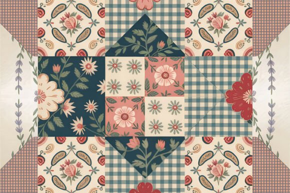Download Grandmillennial Patchwork Floral Art - Premium Resources