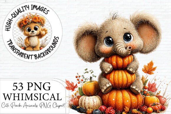 Download Whimsical Autumn Peach Animals PNG - Premium Bundle