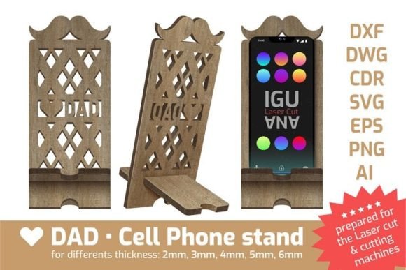 Download Dad Cell Phone Stand Laser Cut File Svg - Laser cut Collection