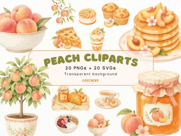 Download Peach Watercolor Cliparts, Desserts PNG - Peach Collection